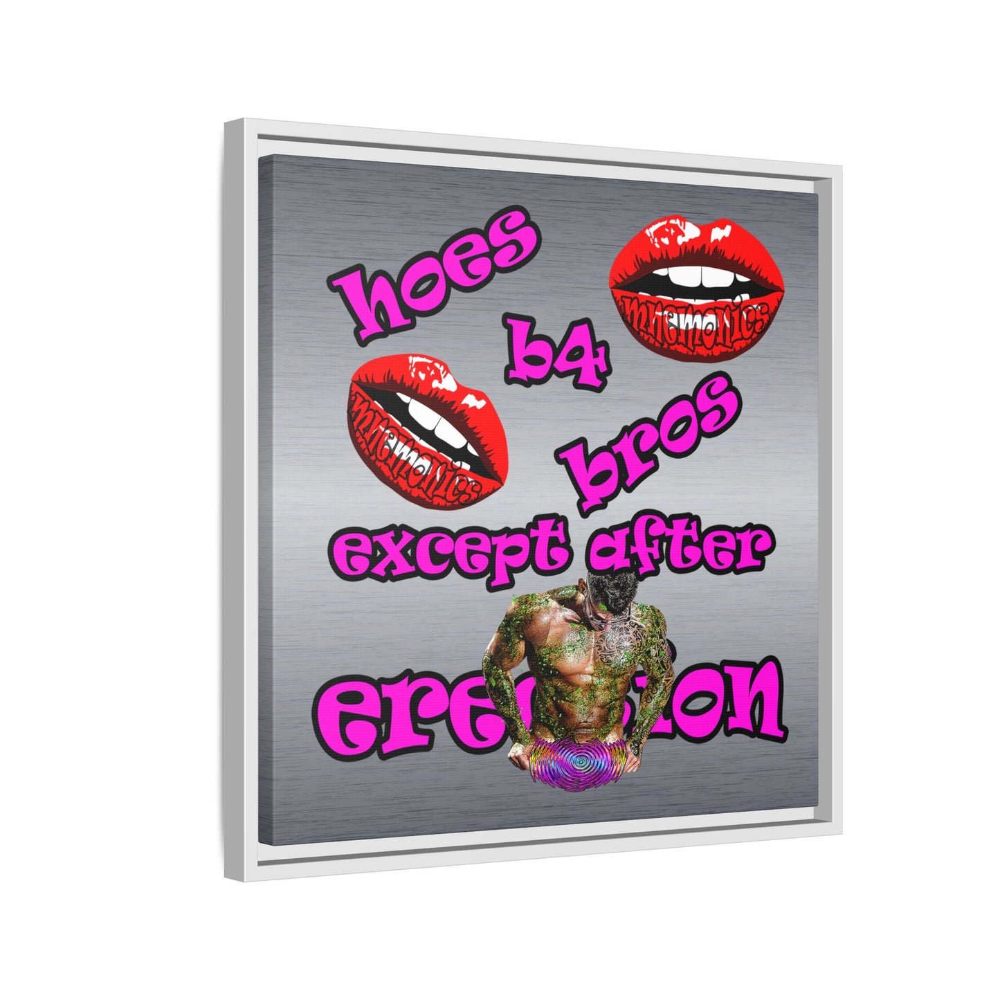 hoes b4 bros - framed canvas art (brushed nickel)