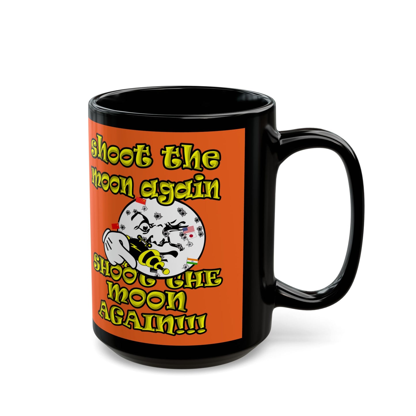 shoot the moon again - Black Mug (orange)