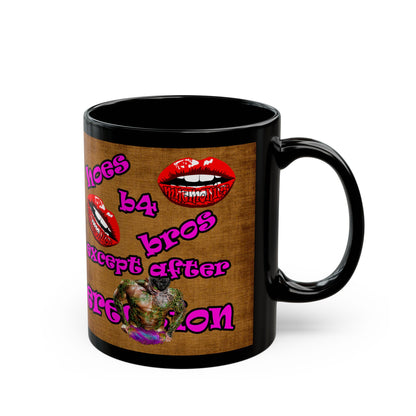 hoes b4 bros - Black Mug (brown papyrus)