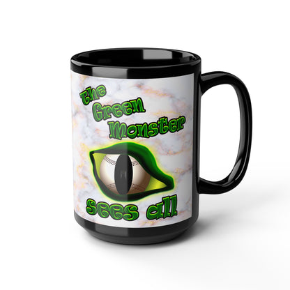 green monster - Black Mug (white marble)