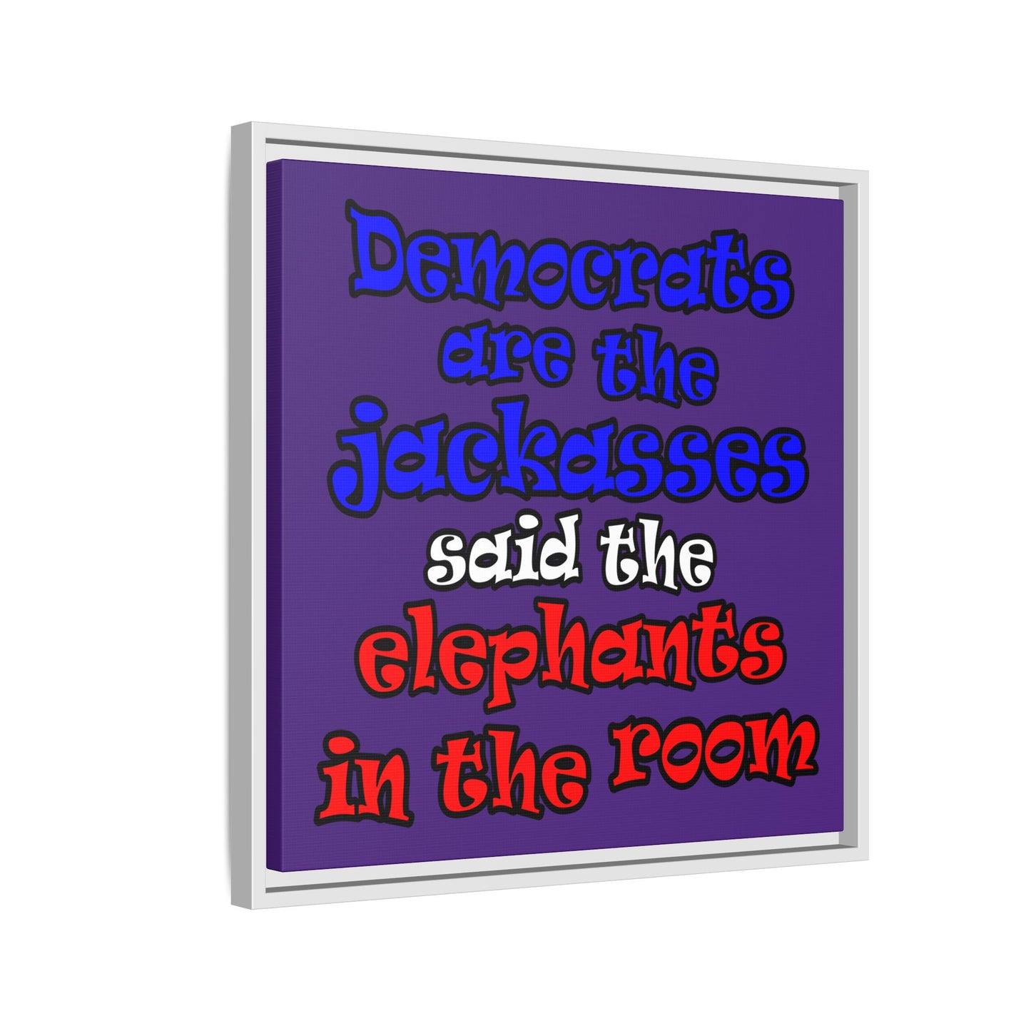 donkeys and elephants - framed canvas art (purple)