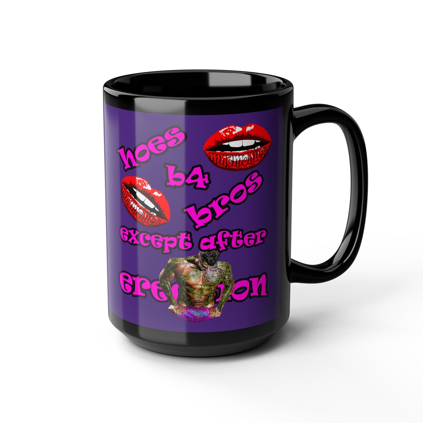 hoes b4 bros - Black Mug (purple)