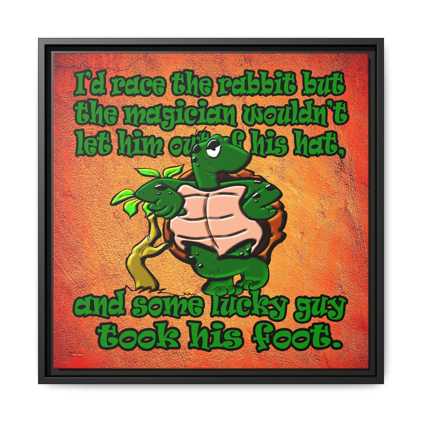 turtle race - framed canvas art (burnt orange)