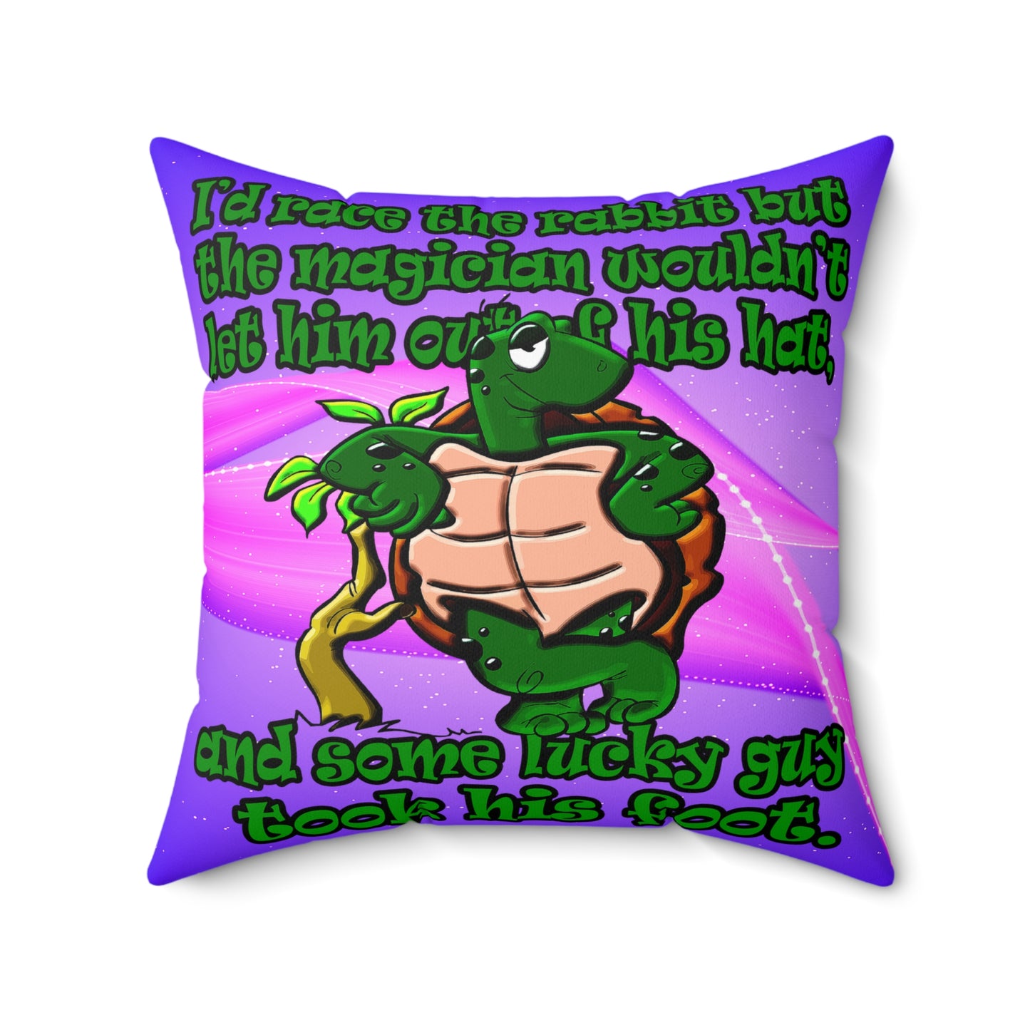 turtle race - Spun Polyester Square Pillow - (purple-pink wave)