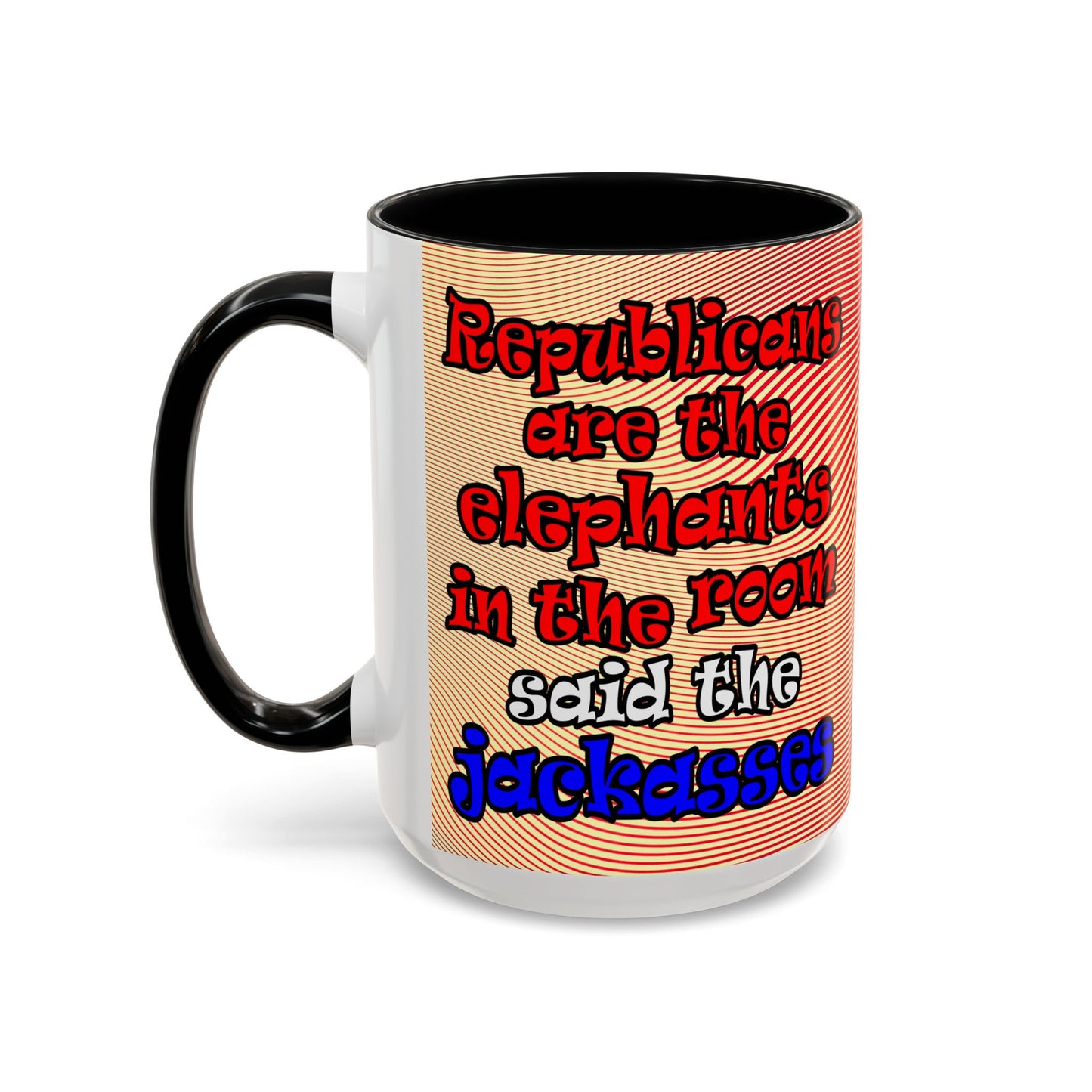 donkeys and elephants - Accent Mug (yellow-orange wave)