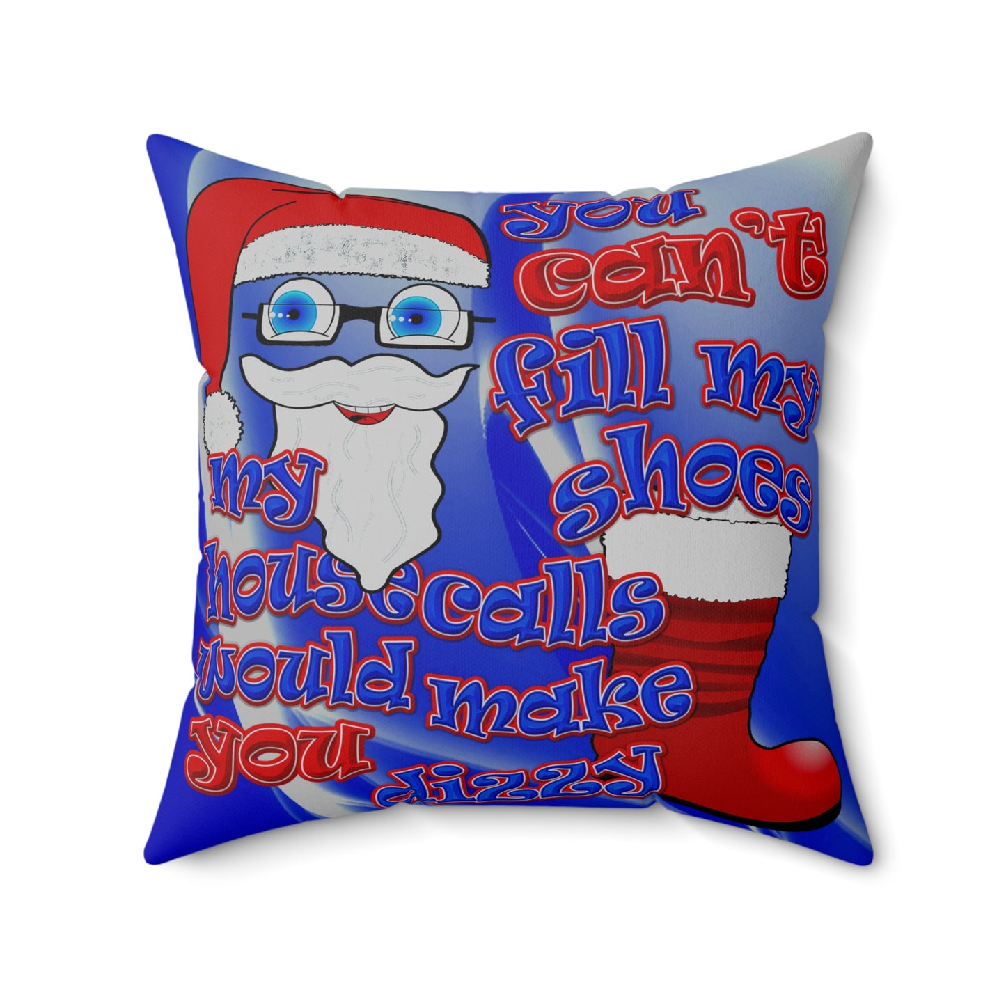 santa's shoes - Spun Polyester Square Pillow - (blue-white wave)