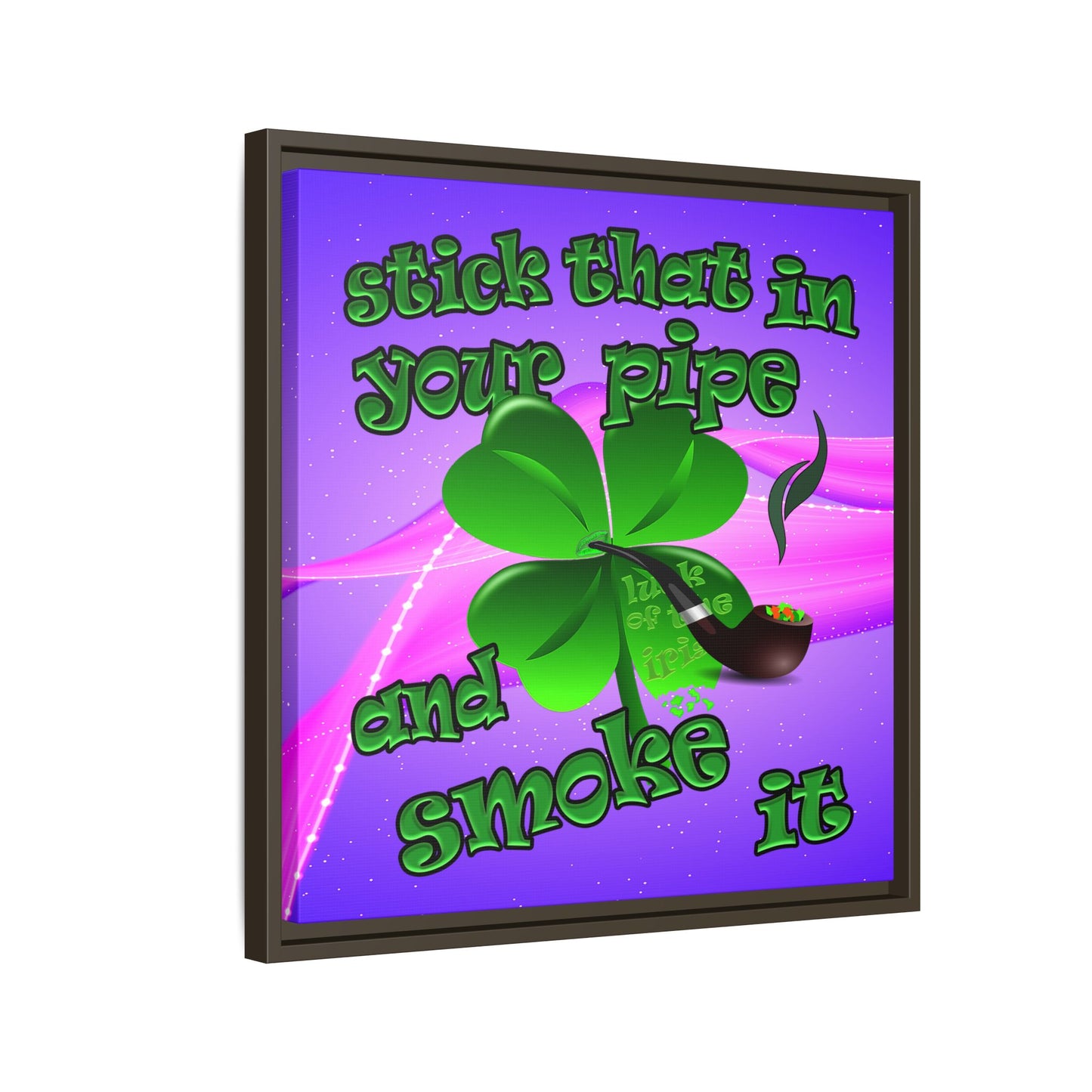 stick that in your pipe and smoke it - framed canvas art (purple-pink wave)