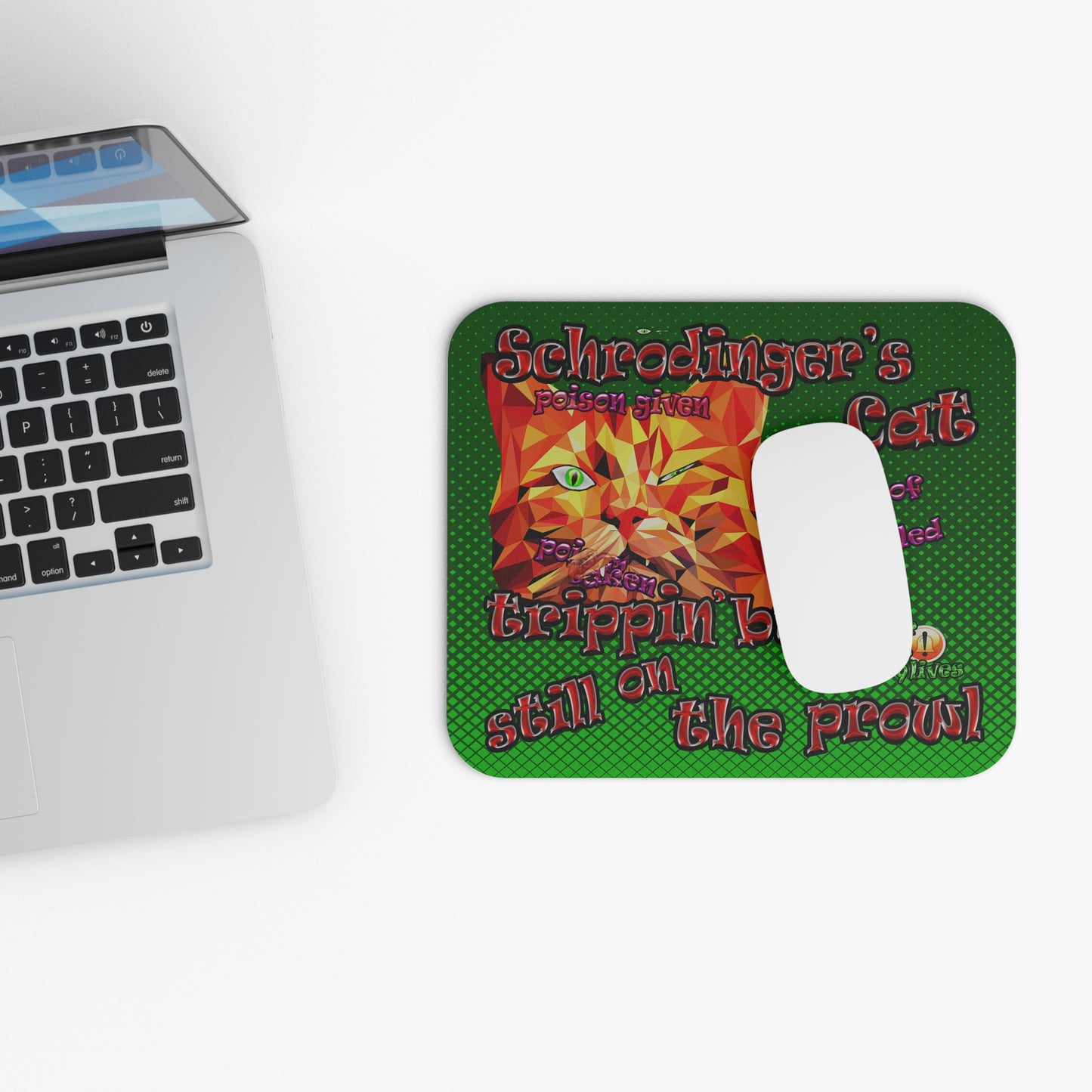 schrodinger's cat - Mouse Pad (Rectangle) (logo green)
