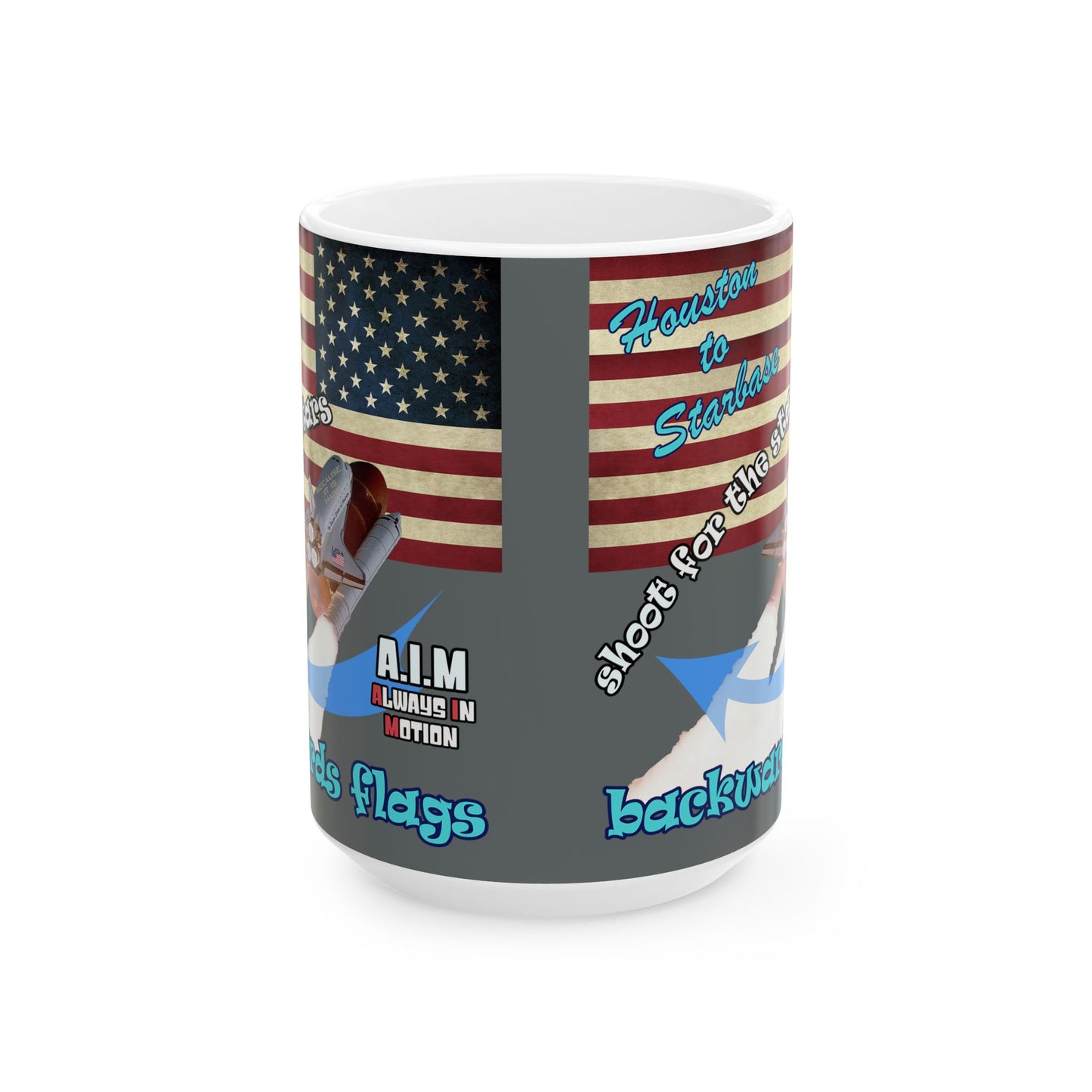 shoot for the stars - White Mug (dark grey)