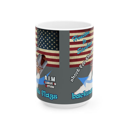 shoot for the stars - White Mug (dark grey)