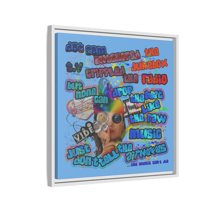 drop the beat - framed canvas art (light blue)