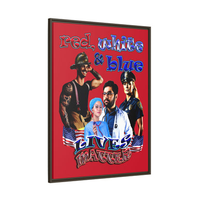 rw&b lives matter - framed canvas art (dark red)