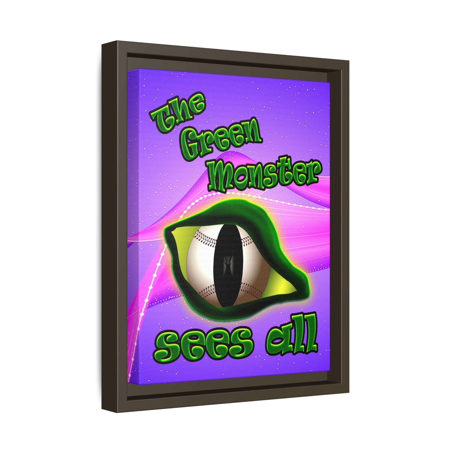 green monster - framed canvas art (purple-pink wave)