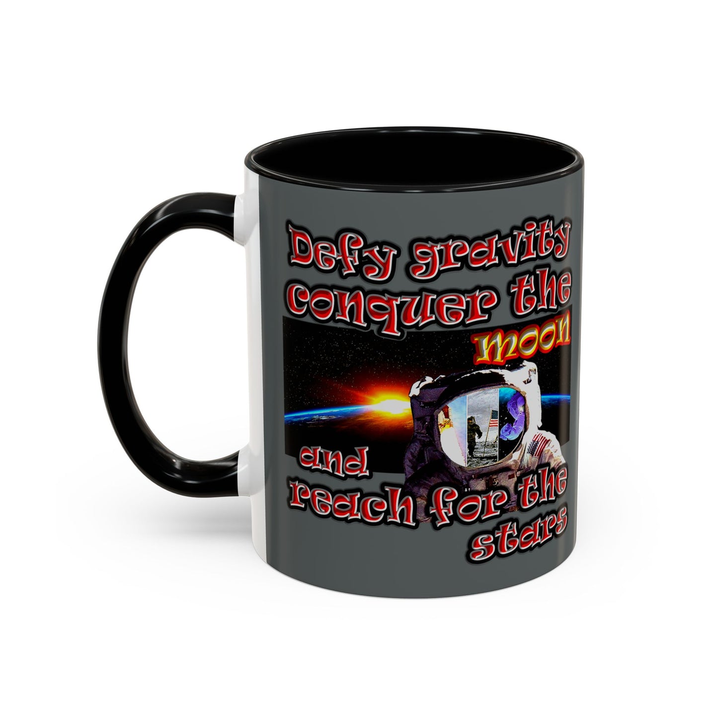 defy conquer reach - Accent Mug (dark grey)