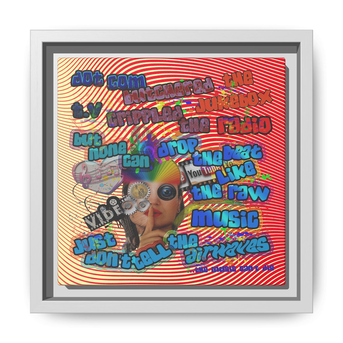 drop the beat - framed canvas art (yellow-orange wave)