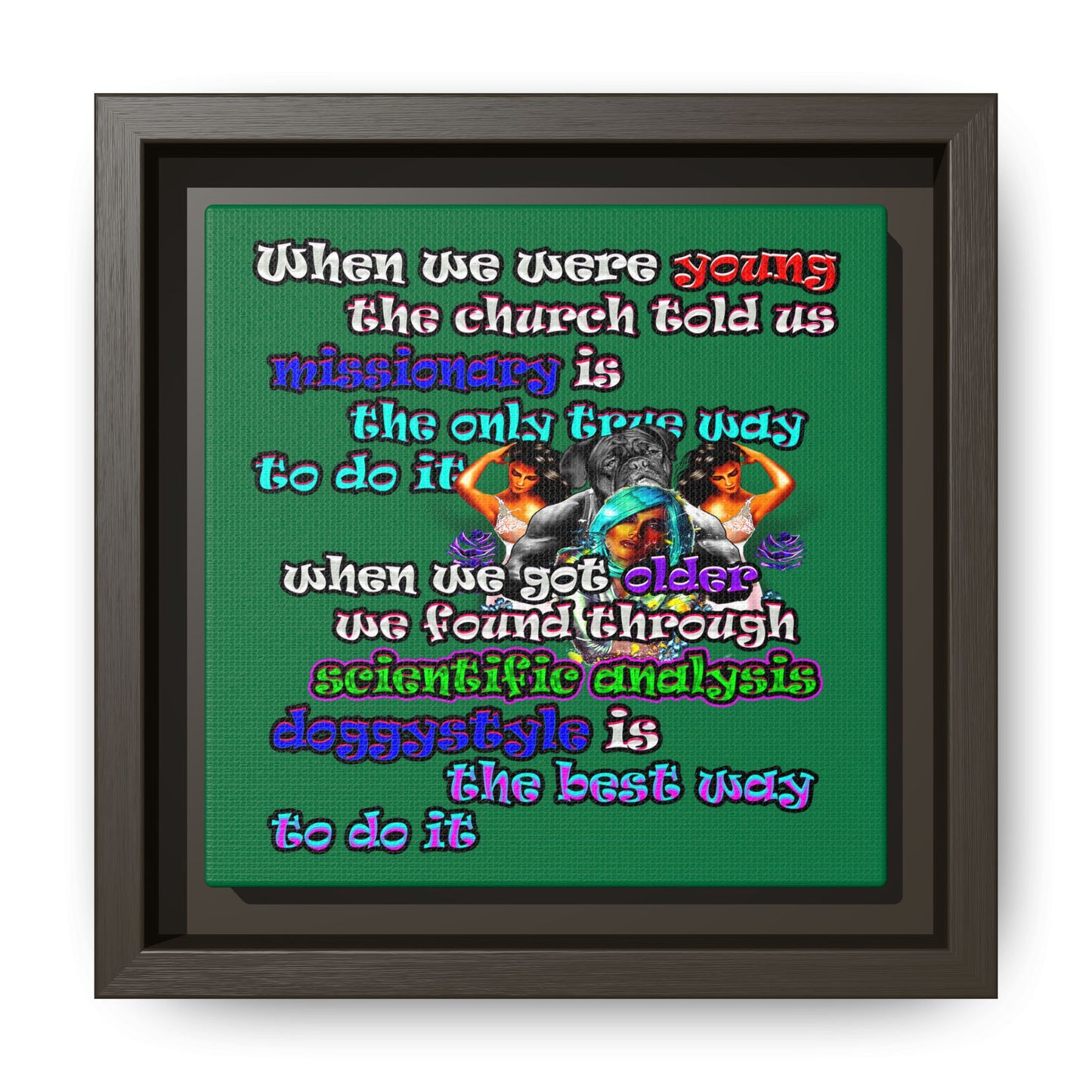 doggystyle - framed canvas art (dark green)