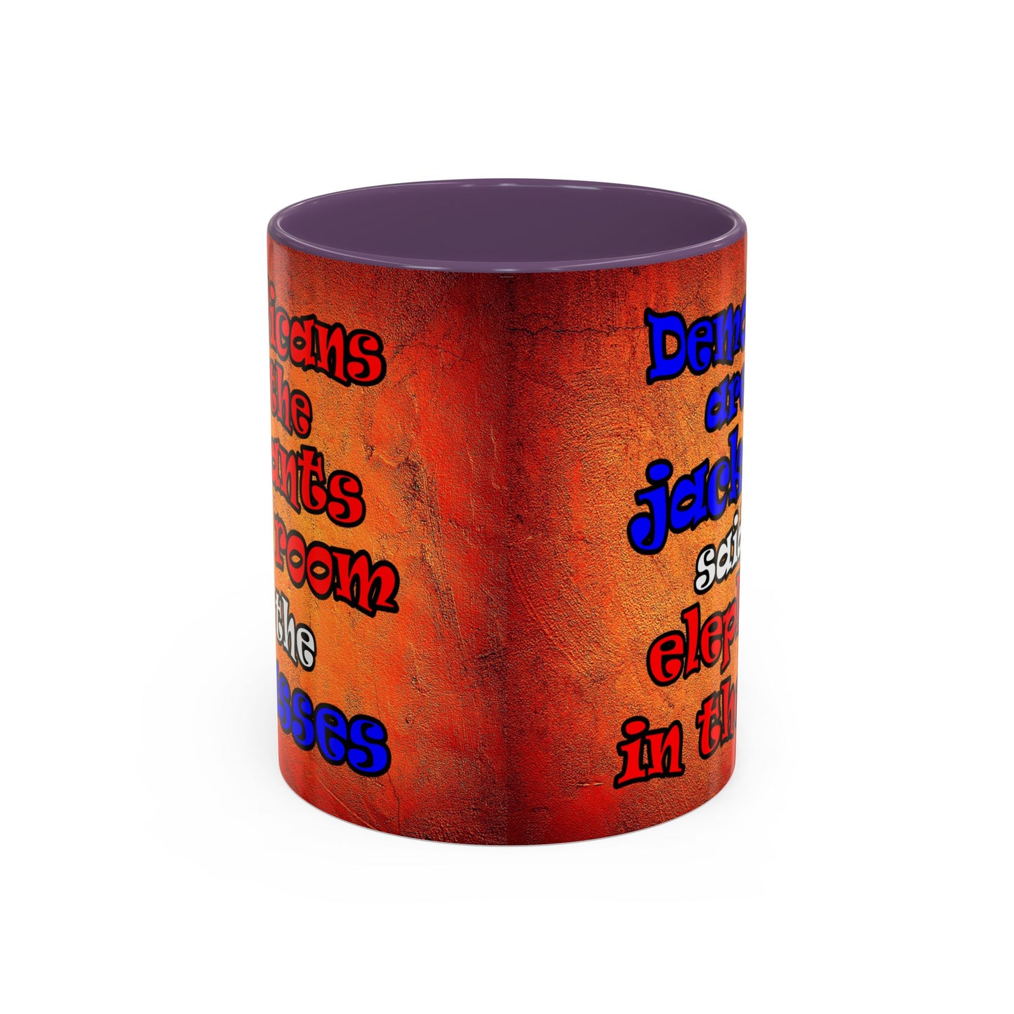 donkeys and elephants - Accent Mug (burnt orange)
