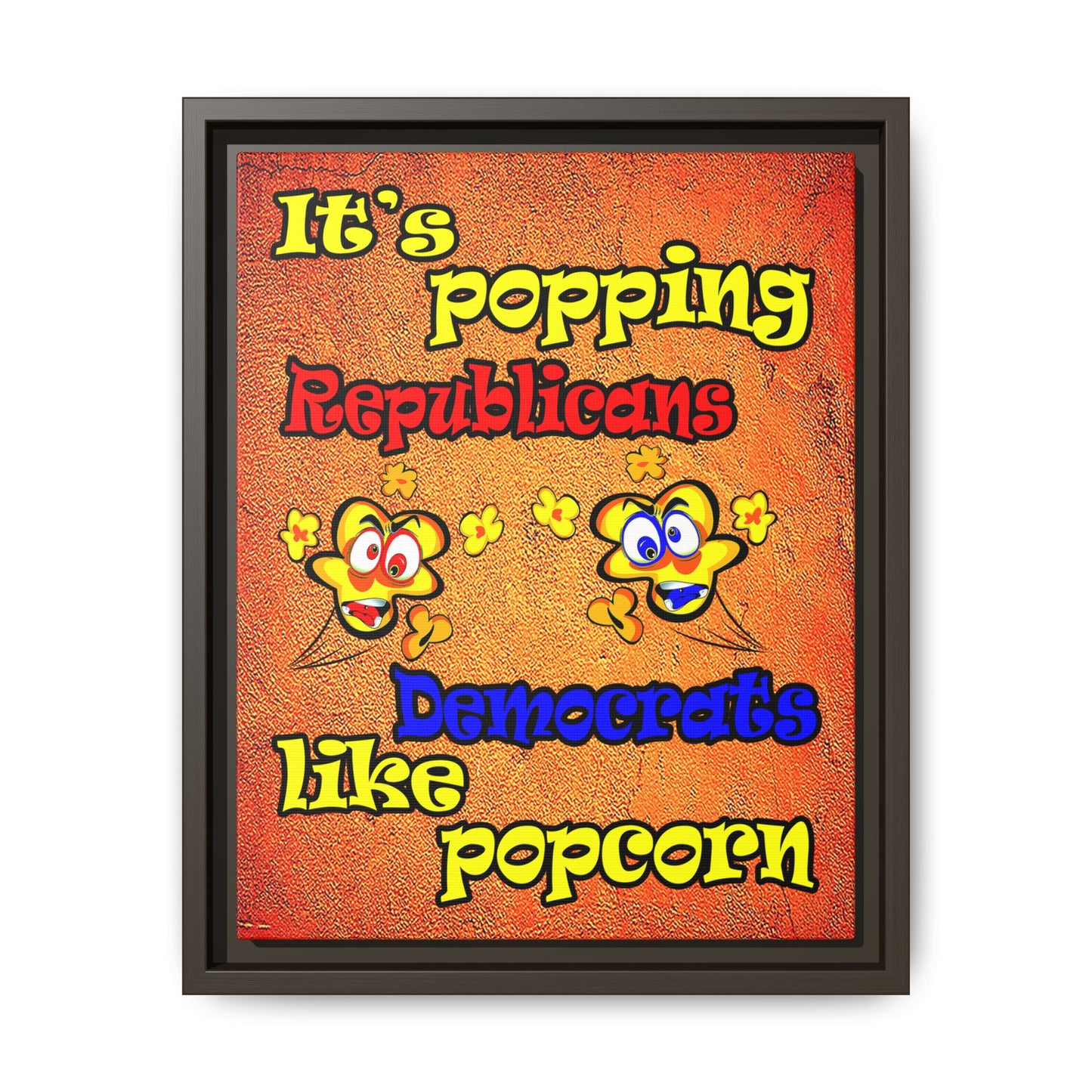 popping like popcorn - framed canvas art (burnt orange)