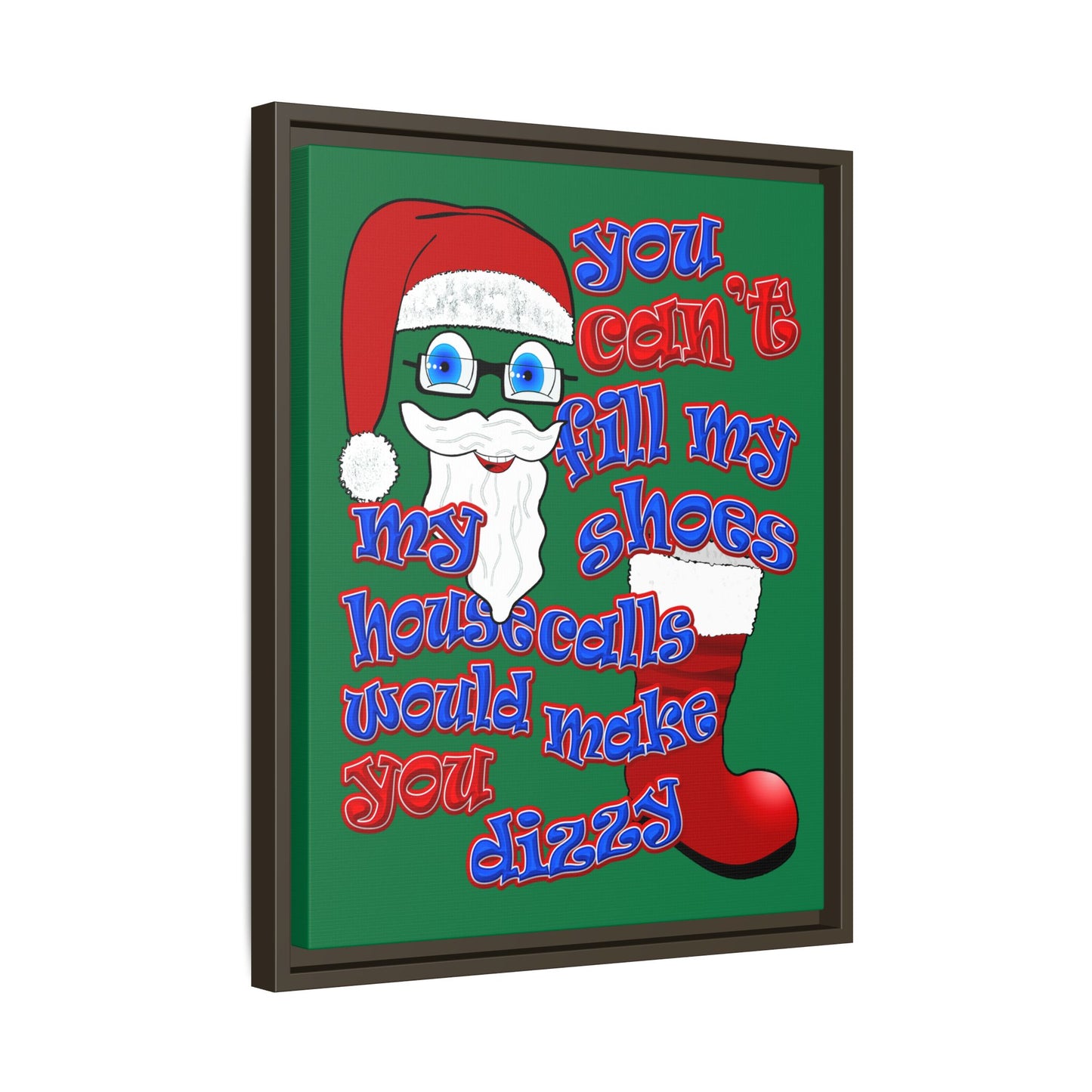 santa's shoes - framed canvas art (dark green)