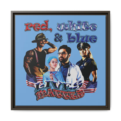 rw&b lives matter - framed canvas art (light blue)