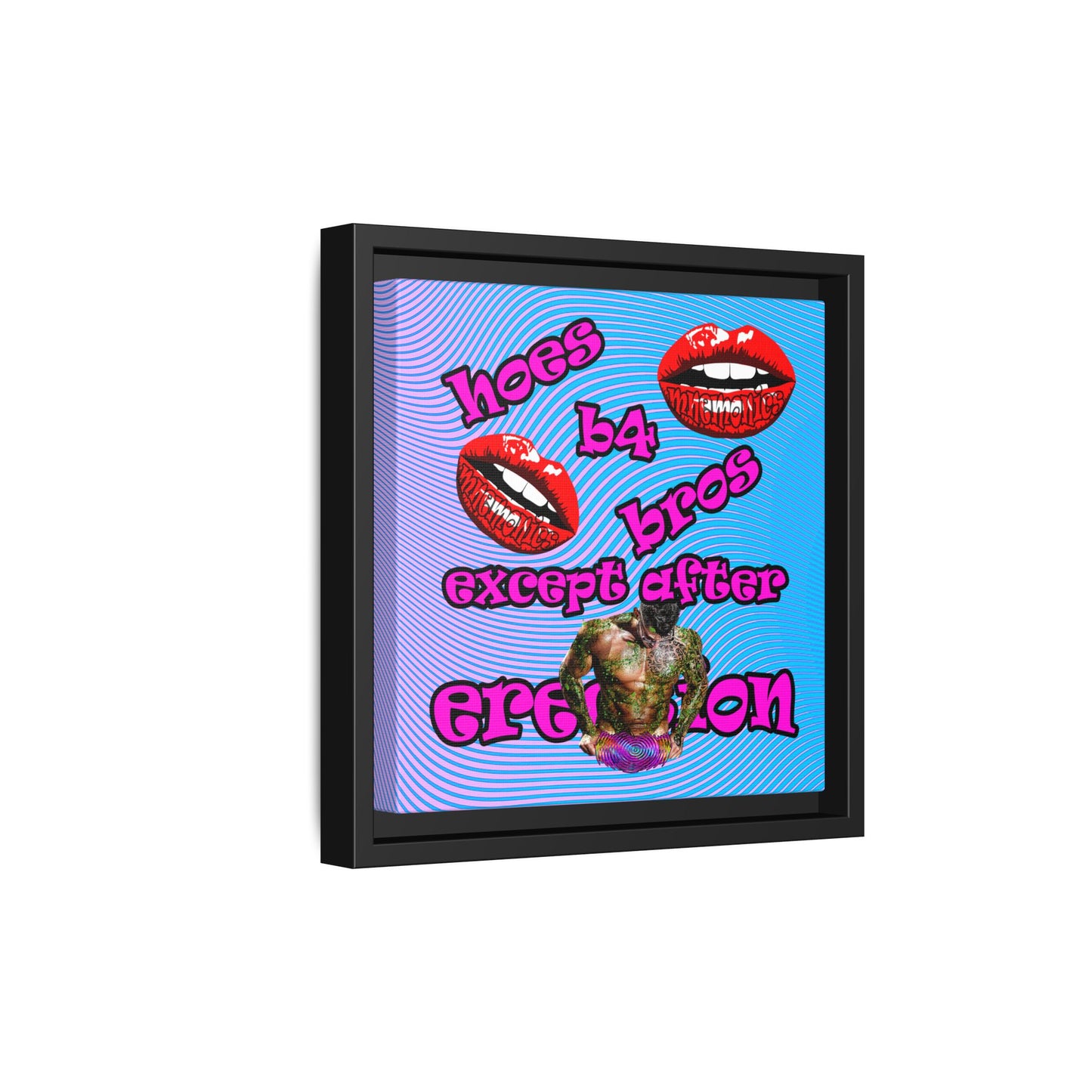 hoes b4 bros - framed canvas art (light blue-purple wave)