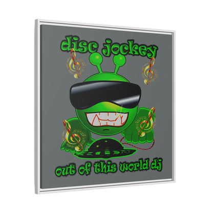 disc jockey - framed canvas art (dark grey)