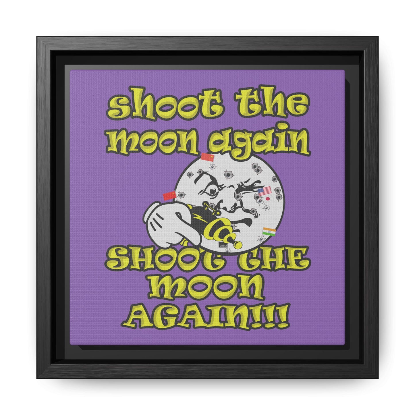 shoot the moon again - framed canvas art (light purple)