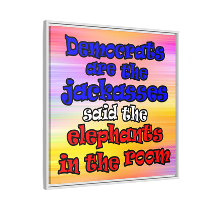 donkeys and elephants - framed canvas art (color blur)