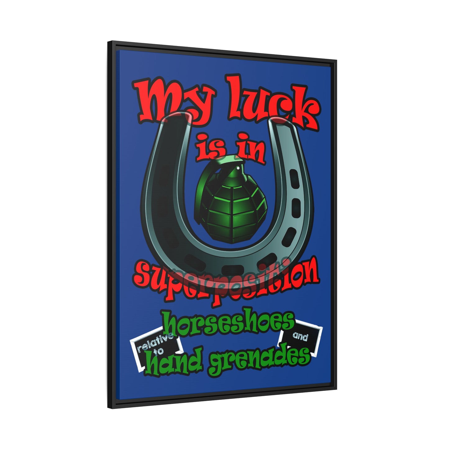 my luck - framed canvas art (dark blue)