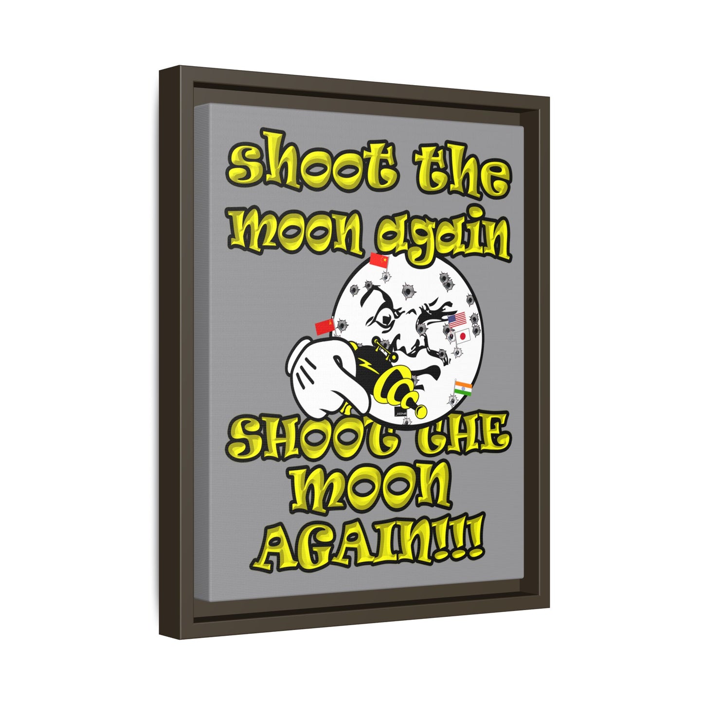 shoot the moon again - framed canvas art (grey)