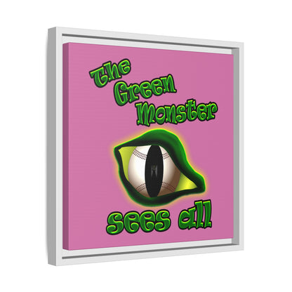 green monster - framed canvas art (light pink)