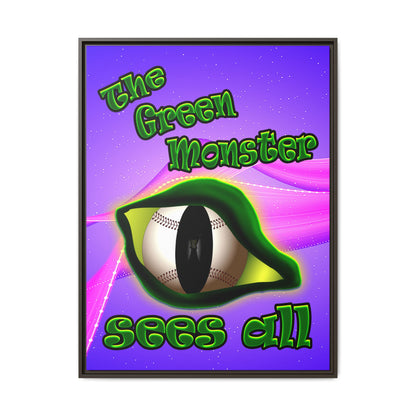 green monster - framed canvas art (purple-pink wave)