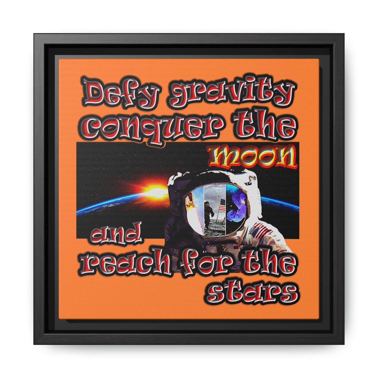 defy conquer reach - framed canvas art (crusta)