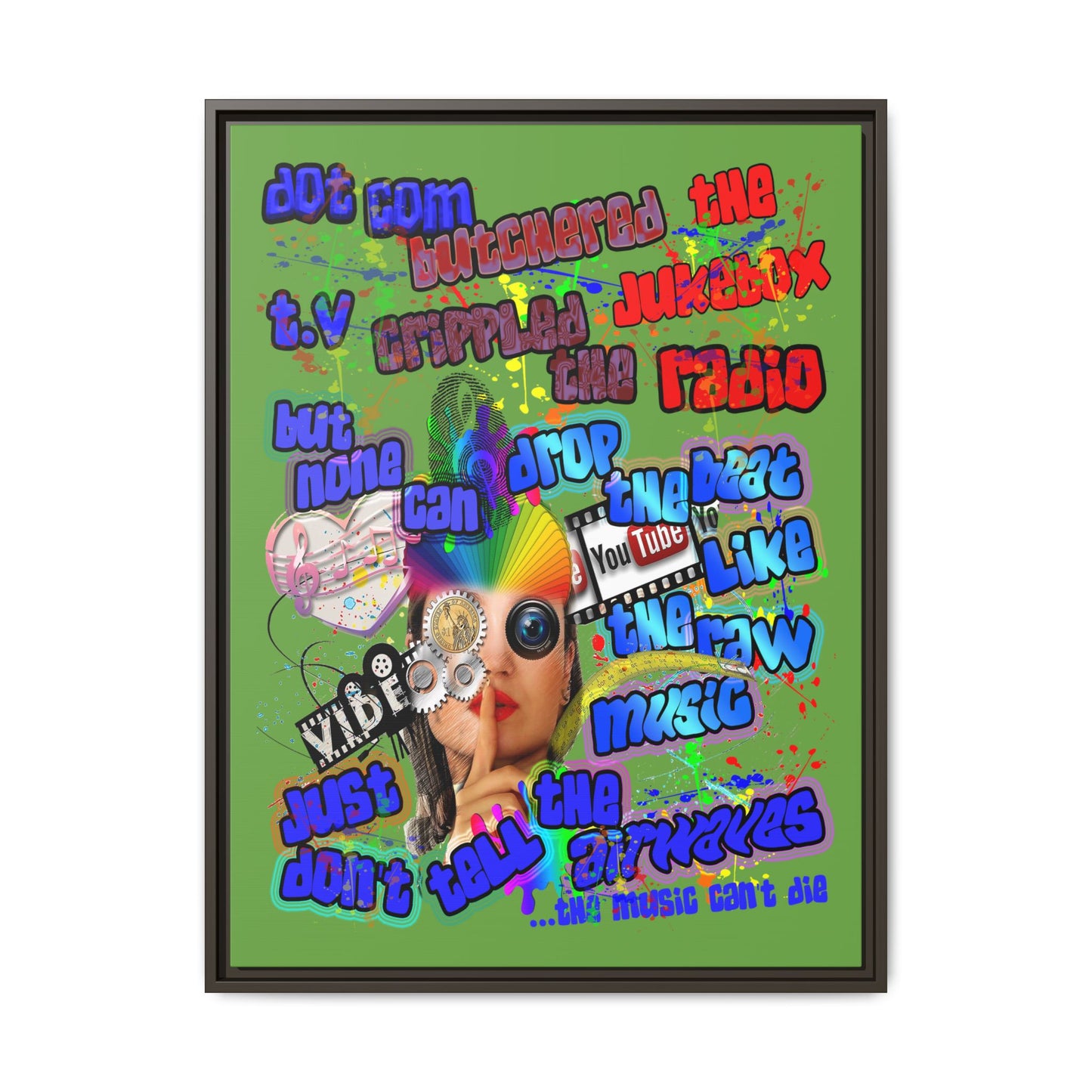 drop the beat - framed canvas art (green)