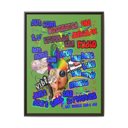 drop the beat - framed canvas art (green)