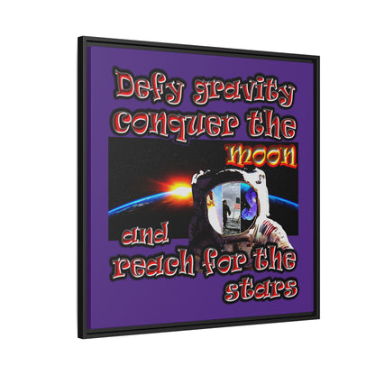 defy conquer reach - framed canvas art (purple)