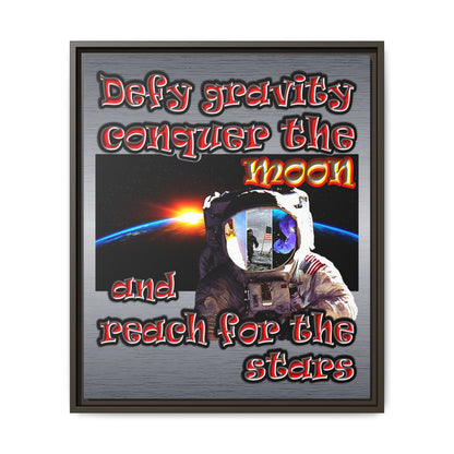 defy conquer reach - framed canvas art (brushed nickel)