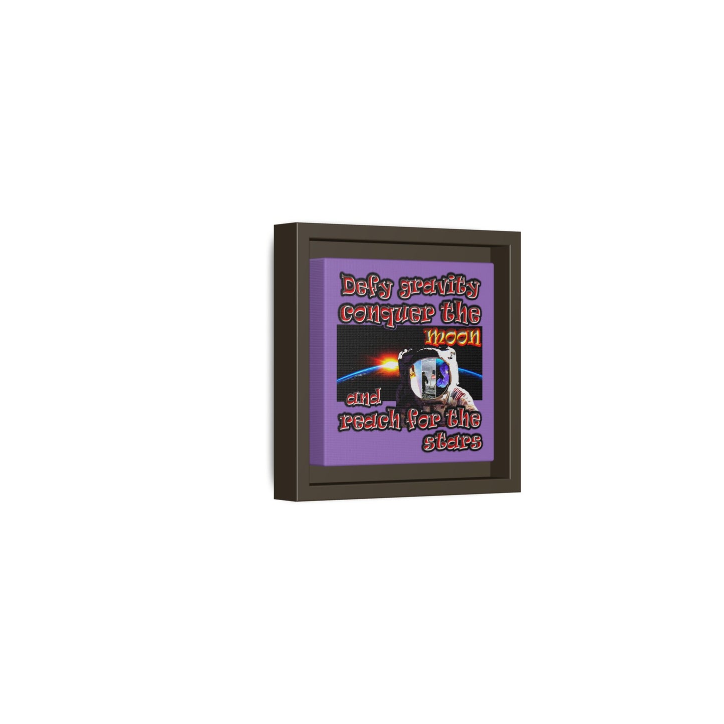 defy conquer reach - framed canvas art (light purple)