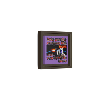 defy conquer reach - framed canvas art (light purple)