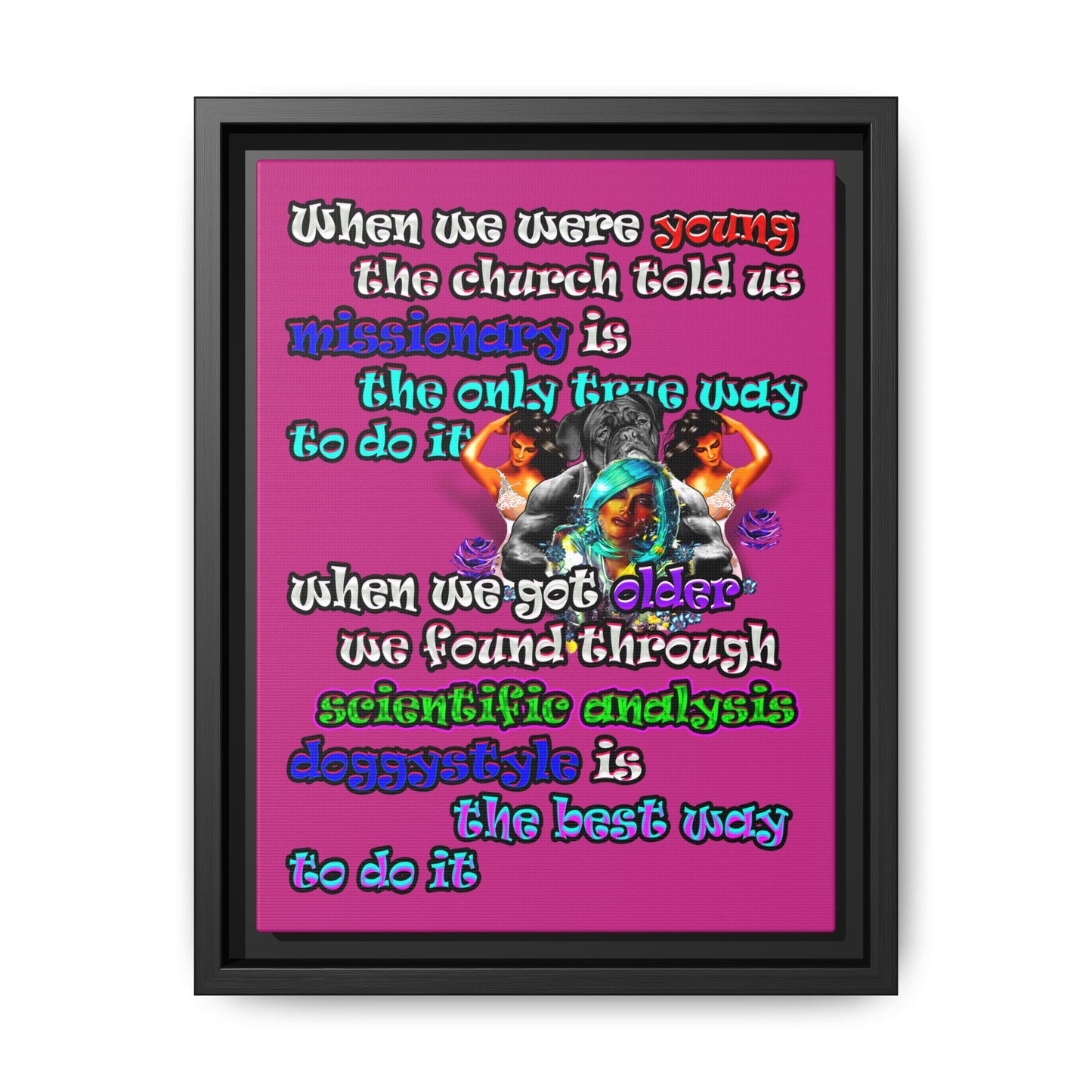 doggystyle - framed canvas art (pink)