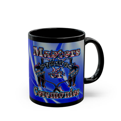 em cee squared - Black Mug (blue-white wave)