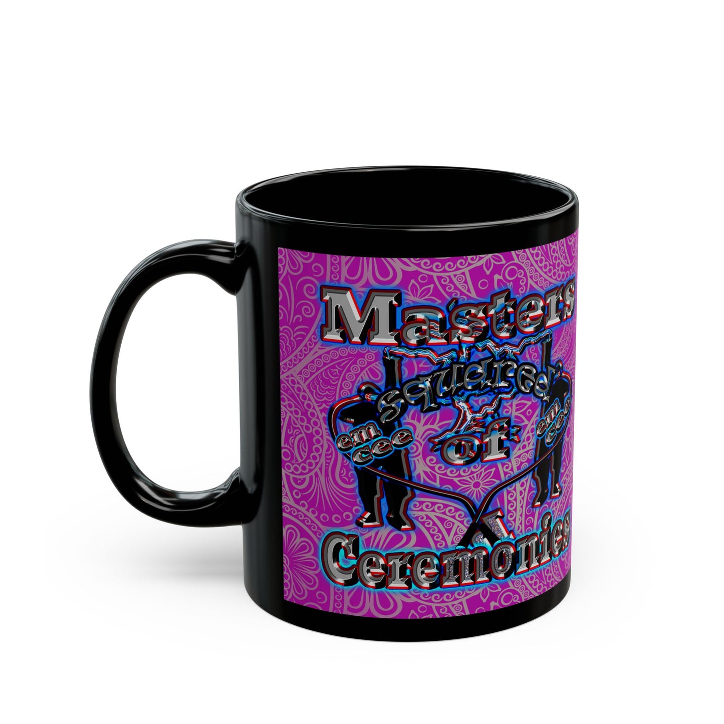 em cee squared - Black Mug (pink swirl)