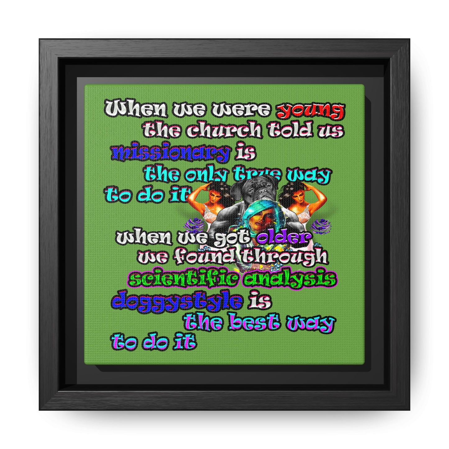 doggystyle - framed canvas art (green)