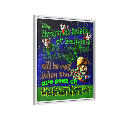 christmas spirits of boston - framed canvas art ('snoops' background)