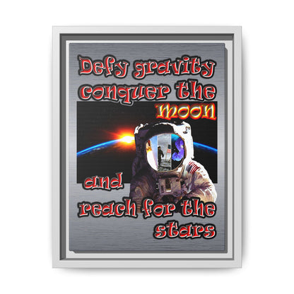 defy conquer reach - framed canvas art (brushed nickel)