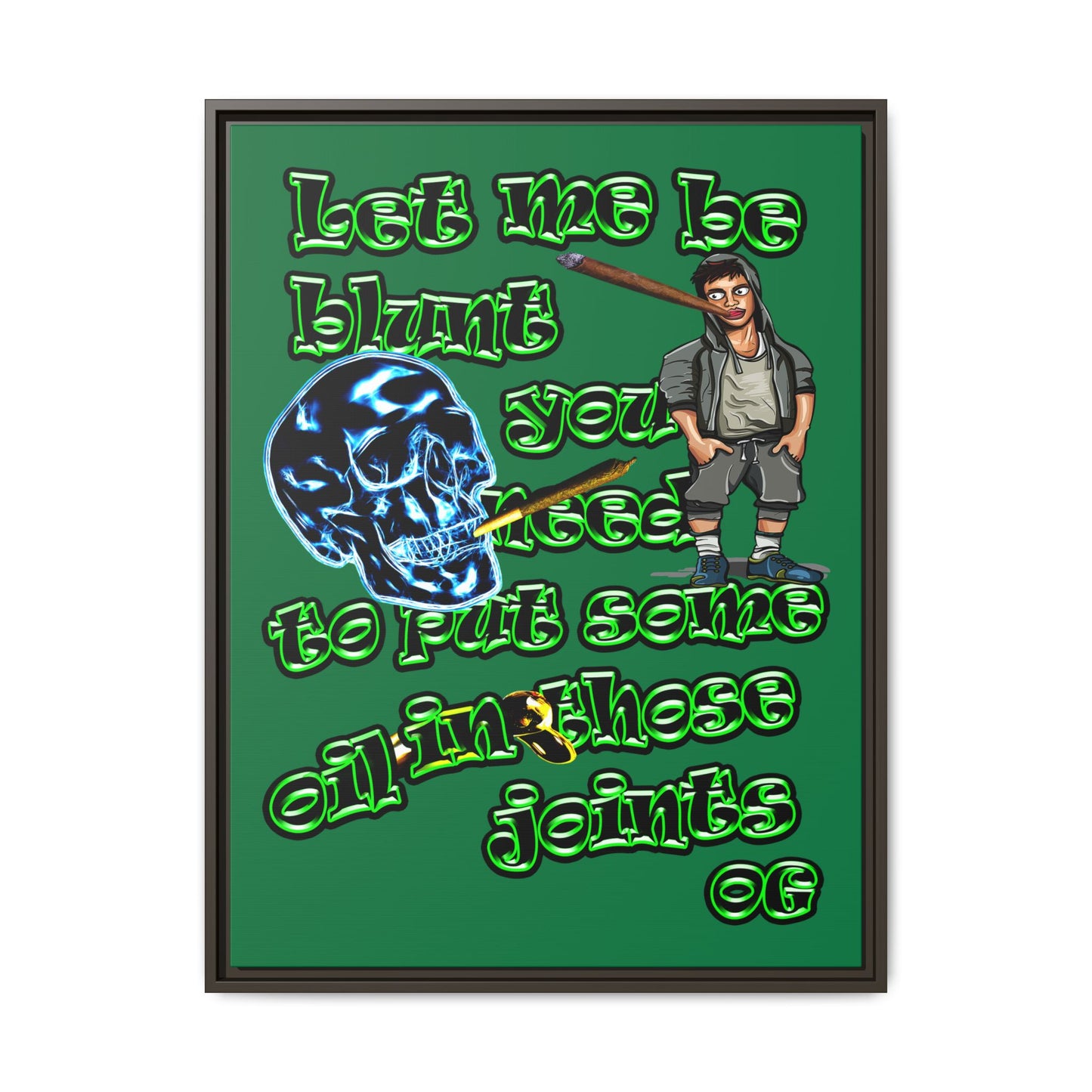 og - framed canvas art (dark green)
