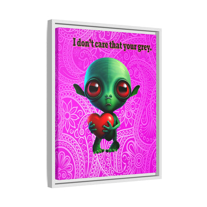 I don't care that your grey - framed canvas art (pink swirl)