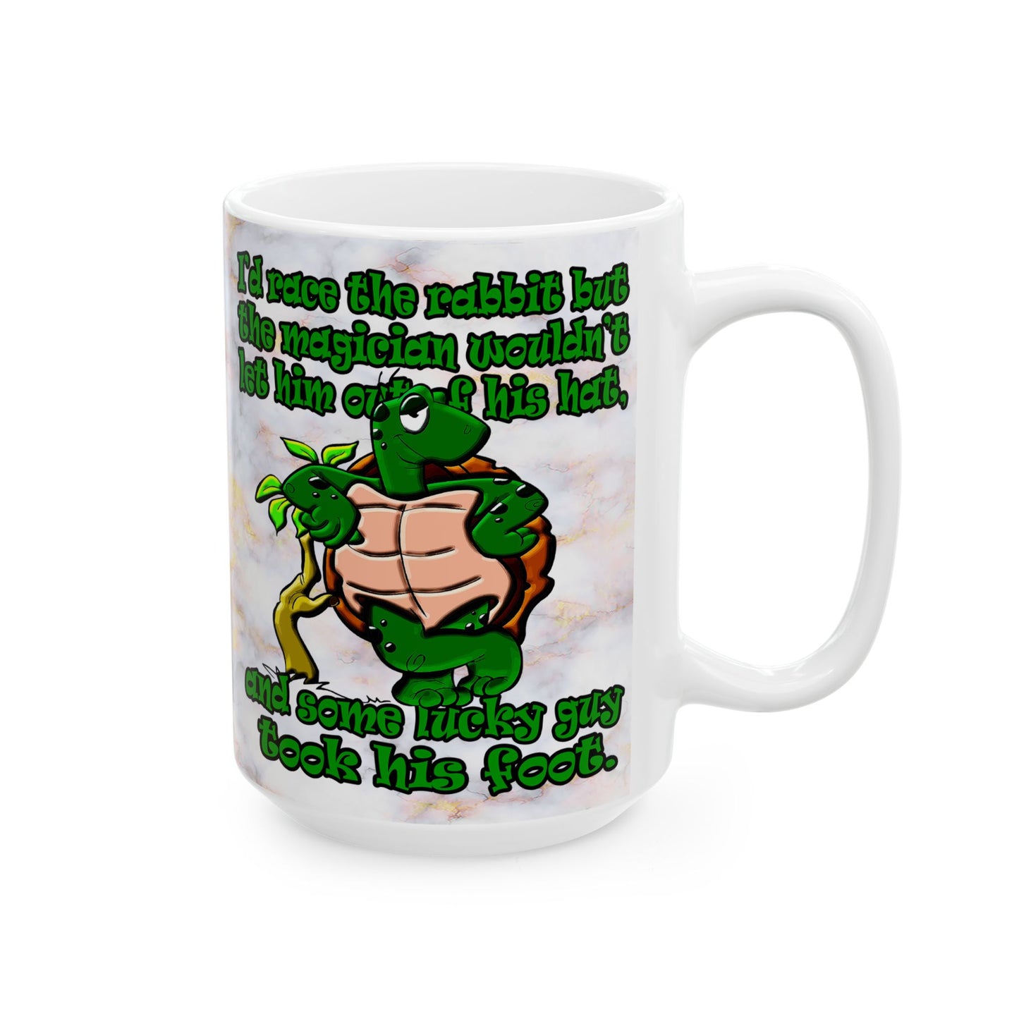 turtle race - White Mug (white marble)