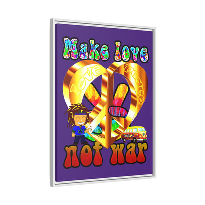 love peace - framed canvas art (purple)