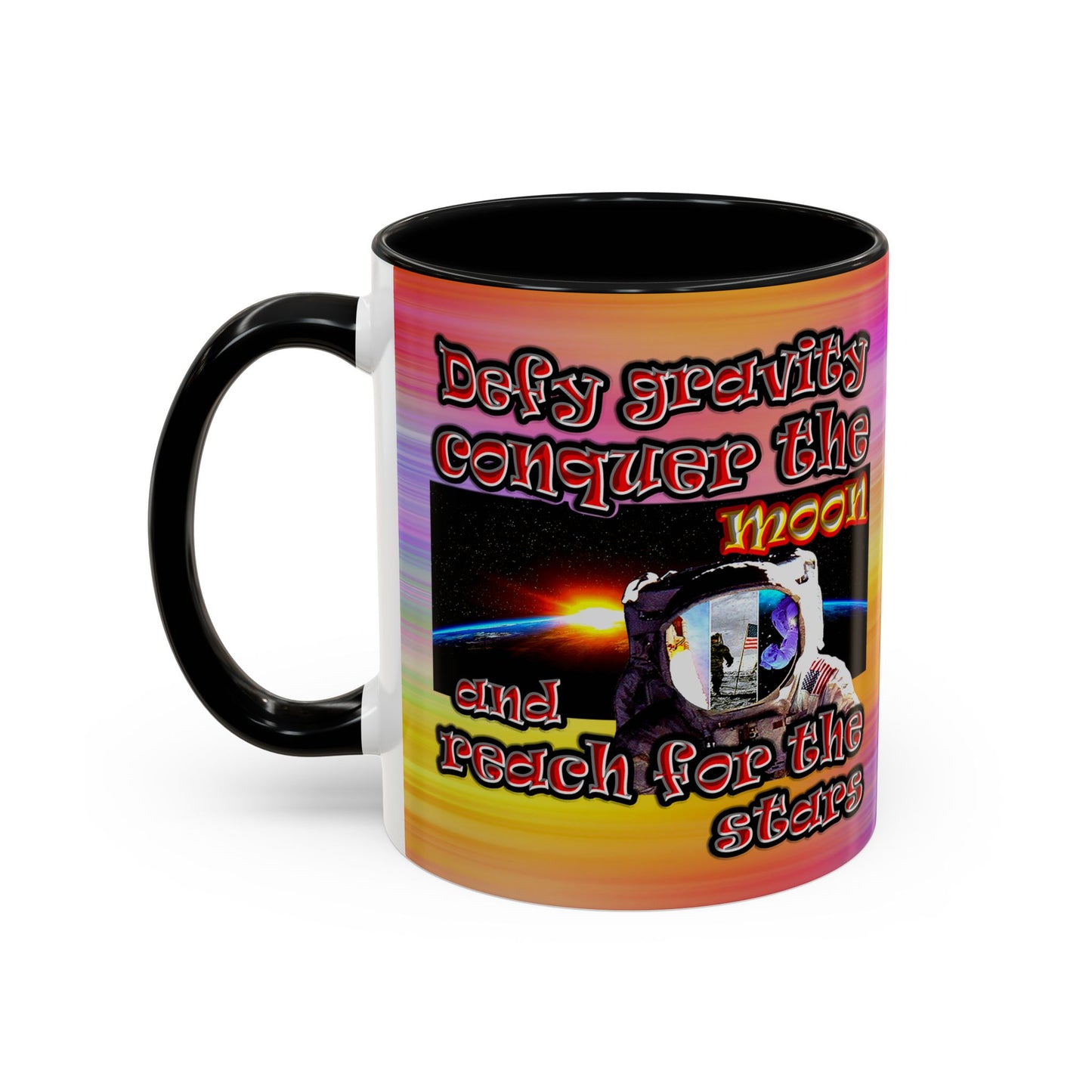 defy conquer reach - Accent Mug (color blur)